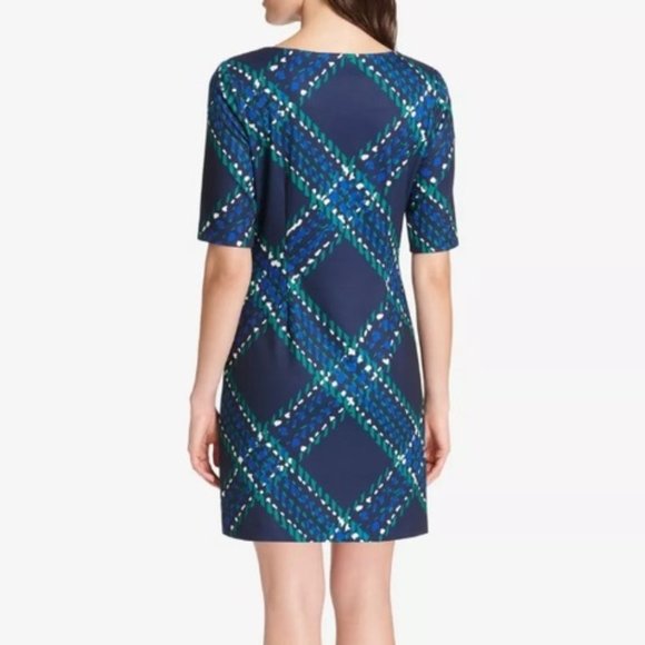 NWT Jessica Howard Navy Plaid Sheath Midi Dress 16 - Picture 3 of 8